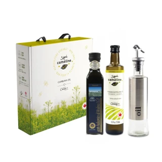 【Signe Cameline】綜合油醋禮盒(冷壓薺藍籽油+蒙加利IGP三年巴薩米克醋+玻璃油壺)