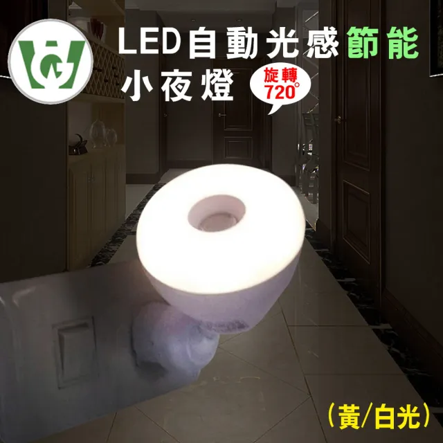 【U want】LED自動光感節能小夜燈(圓型/黃光/ 2入組)
