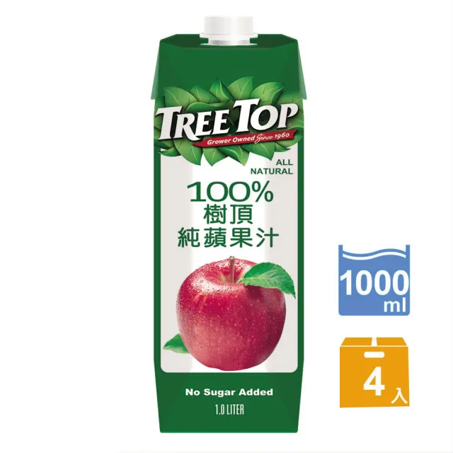 【Tree Top】樹頂100%蘋果汁1000ml*4罐