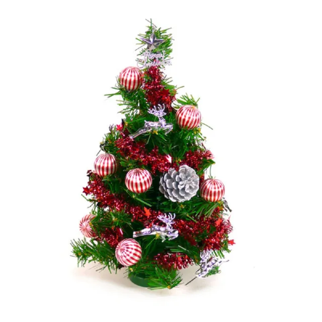 【摩達客】耶誕-1尺/1呎-30cm台灣製迷你裝飾綠色聖誕樹(含銀松果糖果球色系/免組裝/本島免運費)/