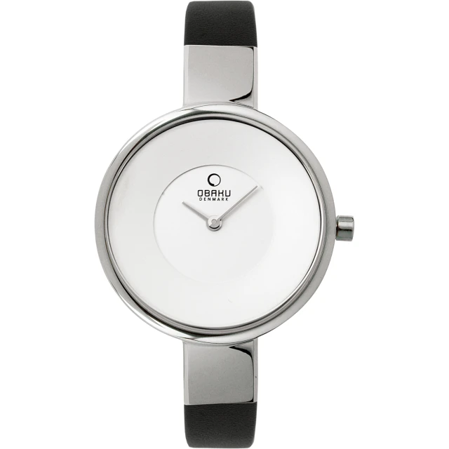 【OBAKU】采麗時刻時尚腕錶-銀框黑帶(V149LCIRB)