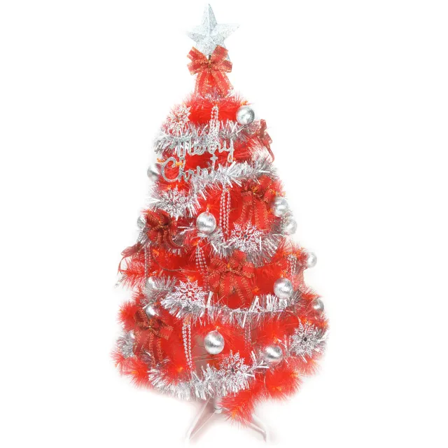【摩達客】台灣製-6尺/6呎-180cm特級紅色松針葉聖誕樹(含銀紅色系配件/不含燈/本島免運費)/