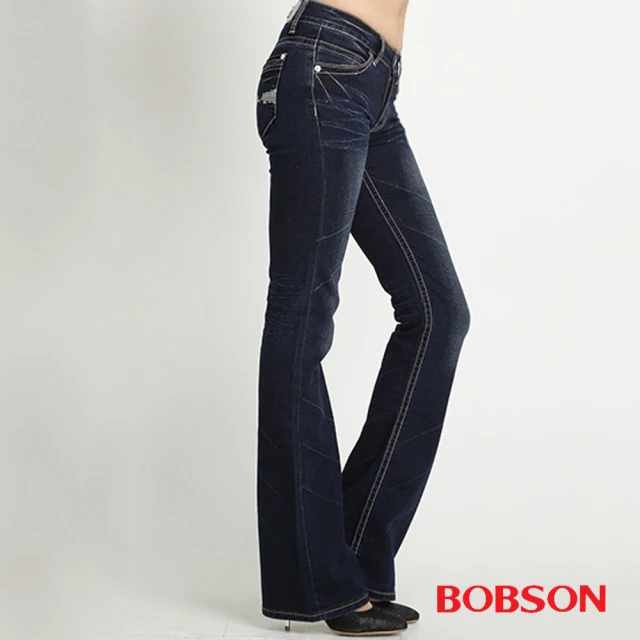 BOBSON 女款高腰大直筒寬管八分破褲(252-52)評價