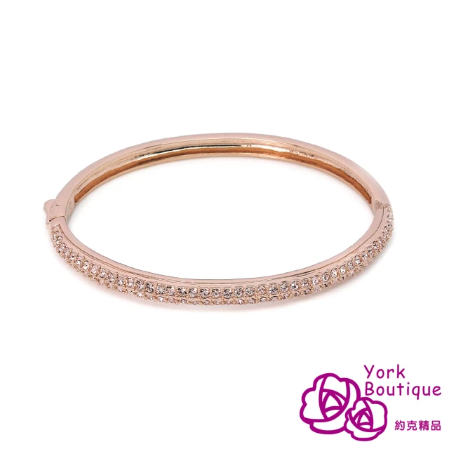 【約克精品】時尚玫瑰施華洛元素晶鑽包18K玫瑰金手環(SGS認證)