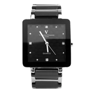 【范倫鐵諾․古柏】經典格紋錶盤設計精密陶瓷方形手錶