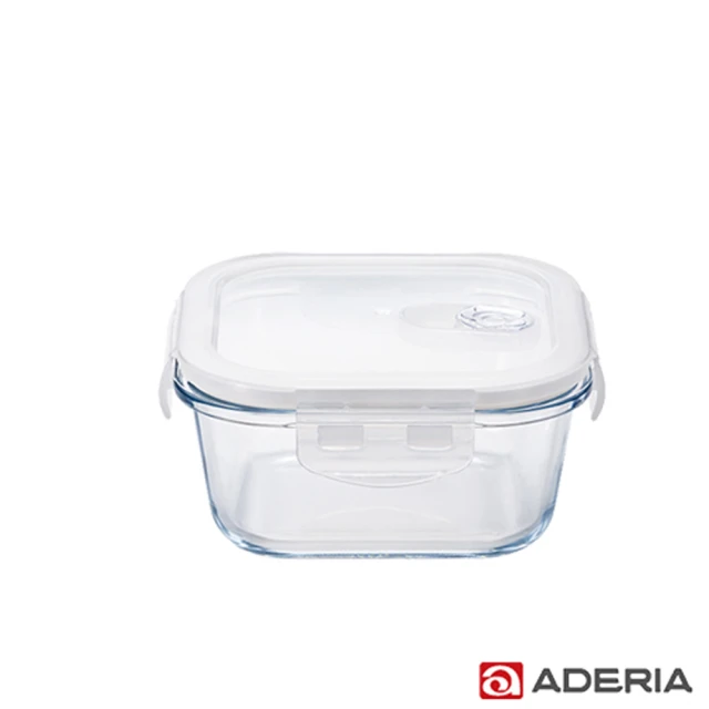 【ADERIA】日本進口耐熱玻璃扣式保鮮盒500ml(方型款)