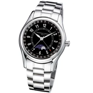 【CONSTANT 康斯登】月相自動機械腕錶/黑色錶帶(FC-330B6B6B)