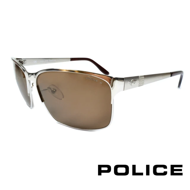 【POLICE】義大利警察都會款個性型男眼鏡-金屬框(銀色 POS8875-589P)