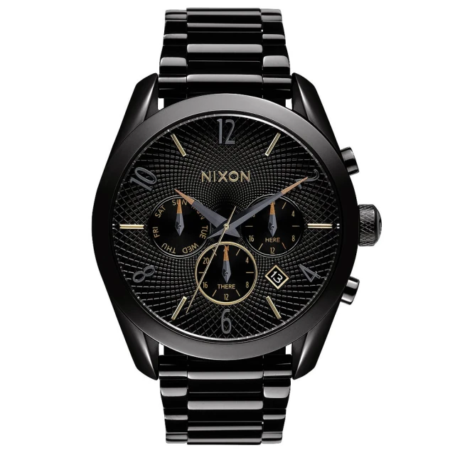 NIXON THE BULLET CHRONO先鋒計時網紋腕錶-黑(A3661616)