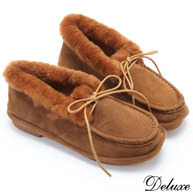 【Deluxe】全真皮溫暖綿羊毛莫卡辛包鞋(黑☆棕☆綠)