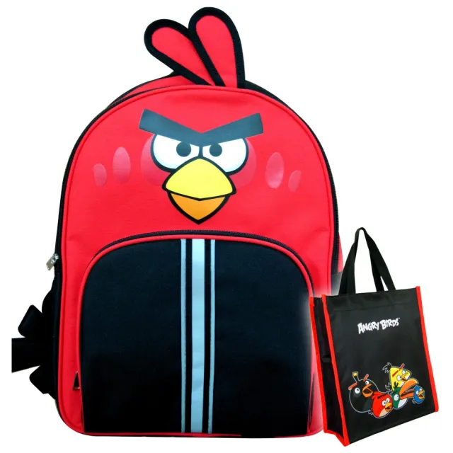 【imitu 米圖】Angry Birds憤怒鳥 雙層造型護脊書背包+萬用手提袋(1+1組合品)