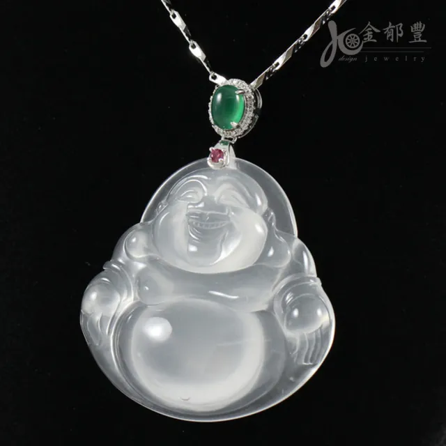 【金郁豐】玻璃種天然水沫玉墜鍊