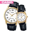 【CASIO 卡西歐 對錶系列】皮革錶帶_指針_復古情人對錶(MTP-V001GL+LTP-V001GL)