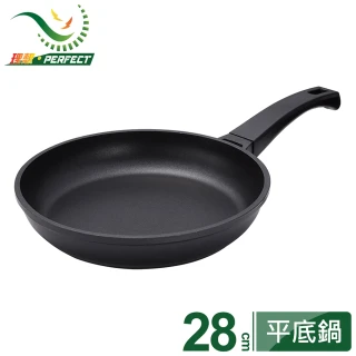 【PERFECT 理想】日式黑金鋼平煎鍋-28cm單把無蓋(台灣製造)