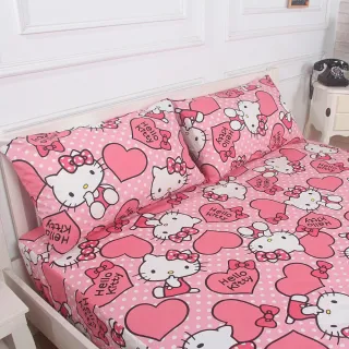 【寢城之戀】Hello Kitty 二件式枕套床包組 粉紅佳人(單人/台灣製造)