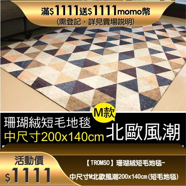 【TROMSO】珊瑚絨短毛地毯-中尺寸M北歐風潮(200x140cm)