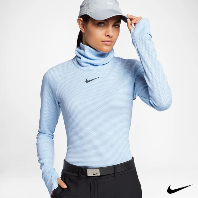 【NIKE 耐吉】女運動長袖高領上衣(藍869462-466)