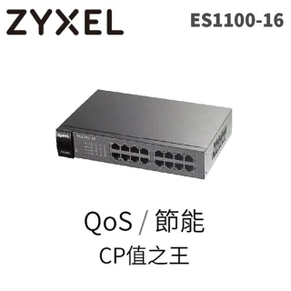 【ZyXEL 合勤】16埠 無網管乙太網路交換器(ES-1100-16)