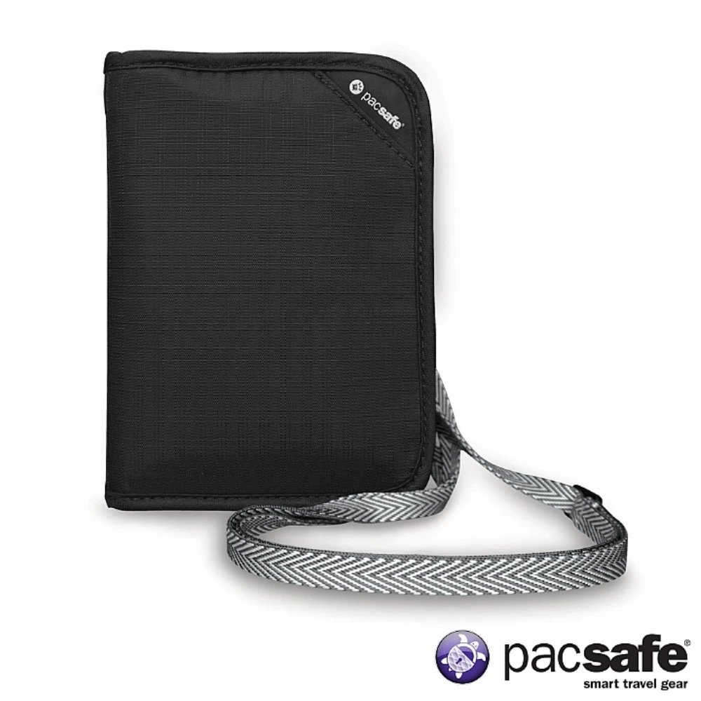 【Pacsafe】RFIDSAFE V150 防盜頸掛式護照皮夾(黑色)