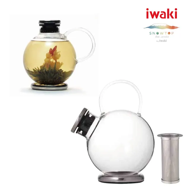【iwaki】SNOWTOP茶系列不鏽鋼濾網球體壺(1000ml)/