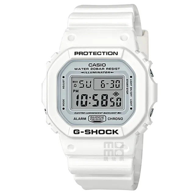 CASIO 卡西歐 卡西歐G-SHOCK鬧鈴電子錶-白(DW-5600MW-7)