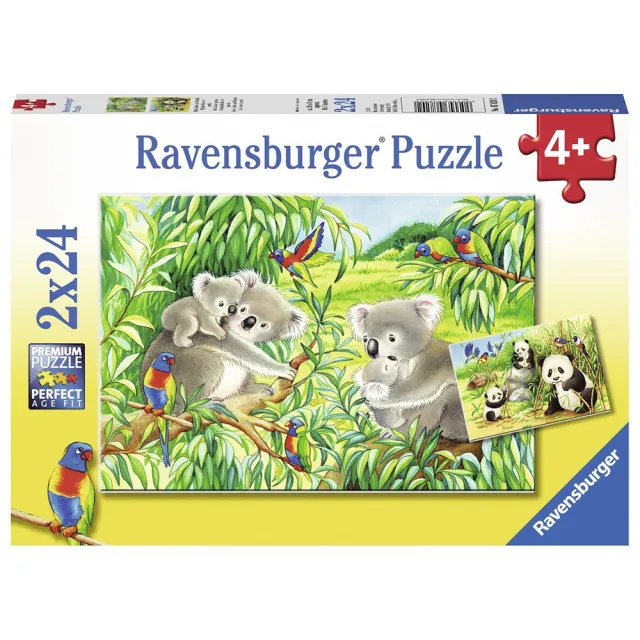 【德國Ravensburger】維寶拼圖 可愛無尾熊和貓熊 2*24片