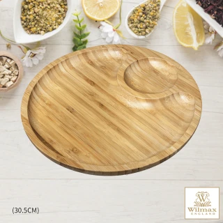 【英國 WILMAX】竹製圓形分隔餐盤/輕食盤(30.5CM)