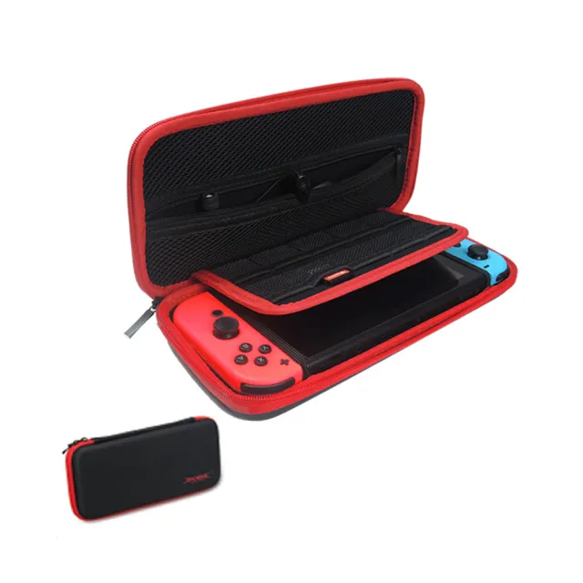 【Nintendo 任天堂】Switch副廠 硬殼保護包+遊戲片卡夾+保護貼+防塵10件組+類比搖桿套3入套裝(TNS-874)