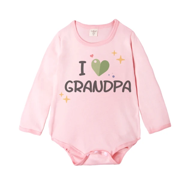 【Baby童衣】任選 英文印花 粉色長袖包屁衣 66330(I love grandpa)