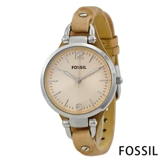 【FOSSIL】纖纖小手簡約輕量皮革腕錶-卡其色/32mm(ES2830)