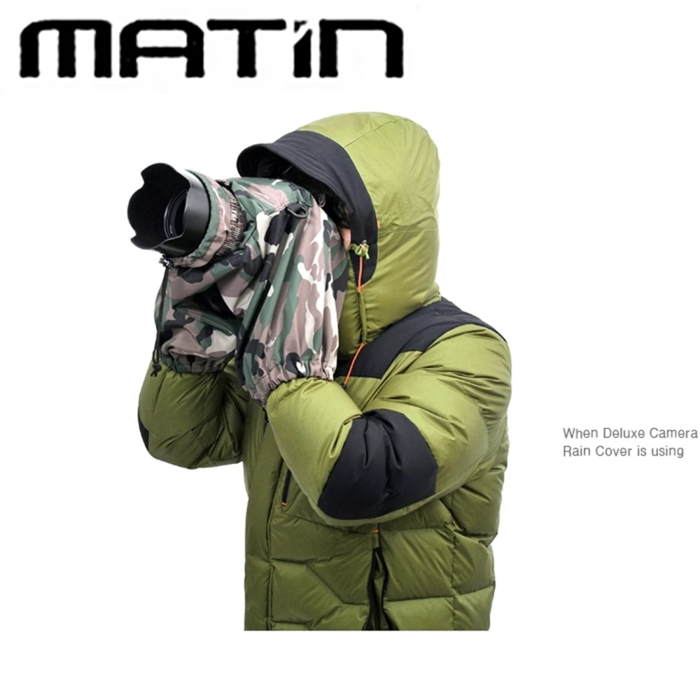 【韓國馬田Matin】單眼單反相機罩防水相機雨衣M-7101迷彩附背帶環(雙袖防風罩防塵罩 適打鳥拍鳥)
