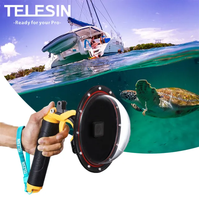 Telesin 分水鏡水面鏡槍扣型快門浮力棒設計防水30米 For Gopro Hero 7 6 5 Momo購物網