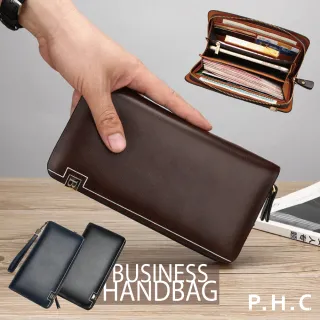 【PHC】休閒大容量手掛長夾(深棕色 / 黑色 / 藍色)
