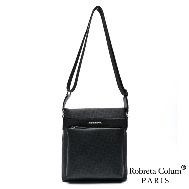 【Roberta Colum】真皮包包 尊爵格調魅力幾何頭層牛皮斜背側背包