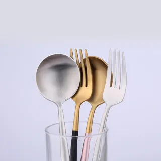 【PUSH!】餐具不鏽鋼藍金刀叉勺子4件套(E109-3)