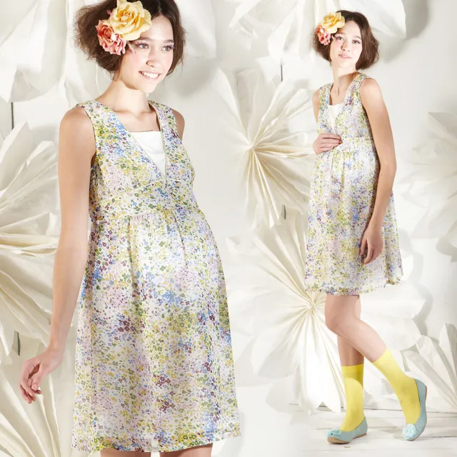 Gennies 奇妮 春漾優雅深淺花感無袖洋裝 橘彩花 綠彩花g1132 Momo購物網 Gennies 奇妮 春漾優雅深淺花感無袖洋裝 橘彩花 綠彩花g1132 Momo購物網