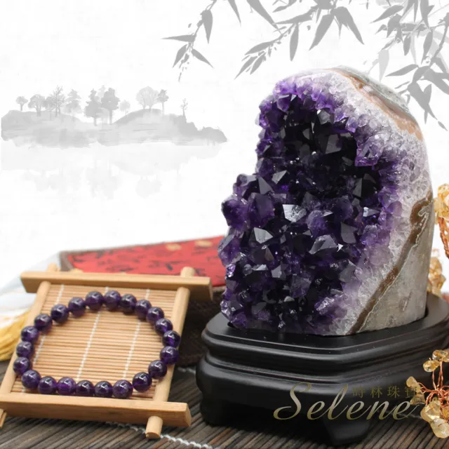 【Selene】天然烏拉圭頂級紫晶鎮500g以上(送紫水晶手珠)