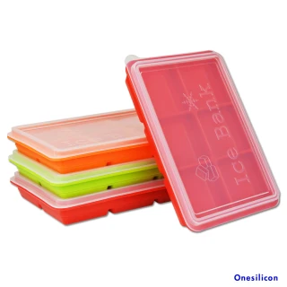 【韓國Onesilicone】矽膠製冰盒6格含蓋1入(顏色隨機出貨)