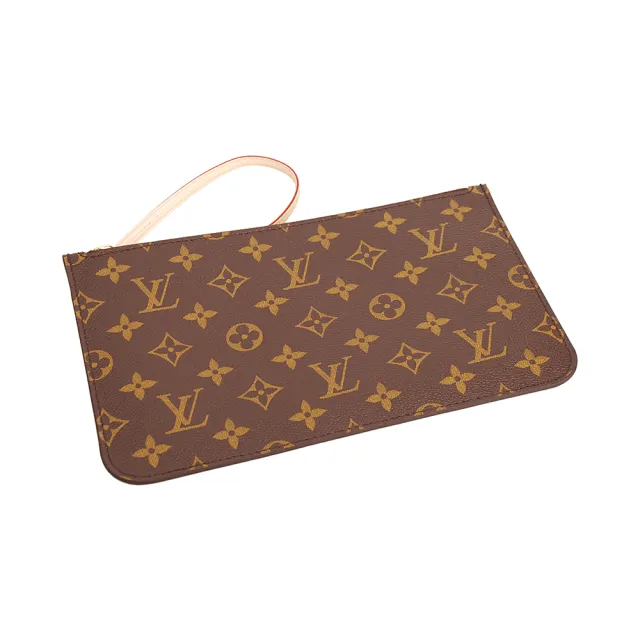 【Louis Vuitton 路易威登】LV M40995 Monorgam Neverfull MM 縮口肩揹包附扁袋(米)