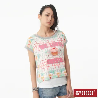 【5th STREET】女蛋糕雪紡短袖T恤-珊瑚紅