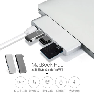 【Didoshop】Macbook Pro 13吋/15吋專用 Type-C 5in1多功能集線器/USB HUB/SD讀卡機(EB074)