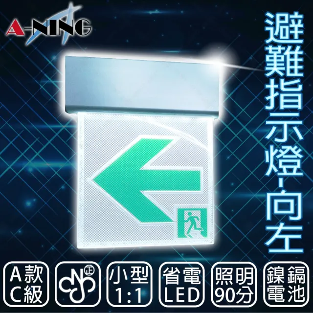 A Ning 1 1避難方向指示燈 壁掛式單面向左款 Led投光式 C級 居家安全 Cns Iso消防認可 Momo購物網