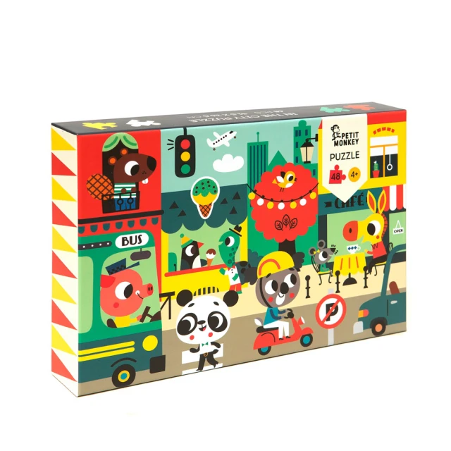 【荷蘭Petit Monkey】歡樂城鎮拼圖-48片/4Y+(益智玩具)