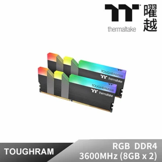 【Thermaltake 曜越】TOUGHRAM 鋼影 RGB 記憶體 DDR4 3600MHz 16GB 8GB x 2(R009D408GX2-3600C18B)