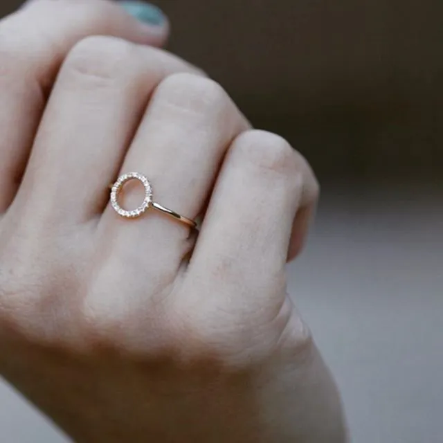 【SHASHI】紐約品牌 Circle Pave 鑲鑽圓滿圈圈戒指 925純銀(鑲鑽圓滿圈圈)