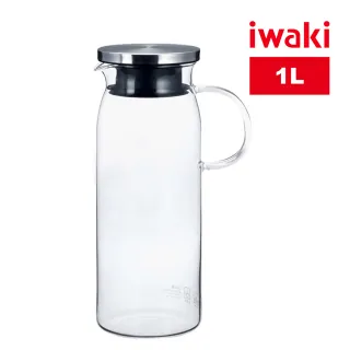 【iwaki】日本品牌不鏽鋼系列玻璃把手耐熱玻璃水壺(1000ml)