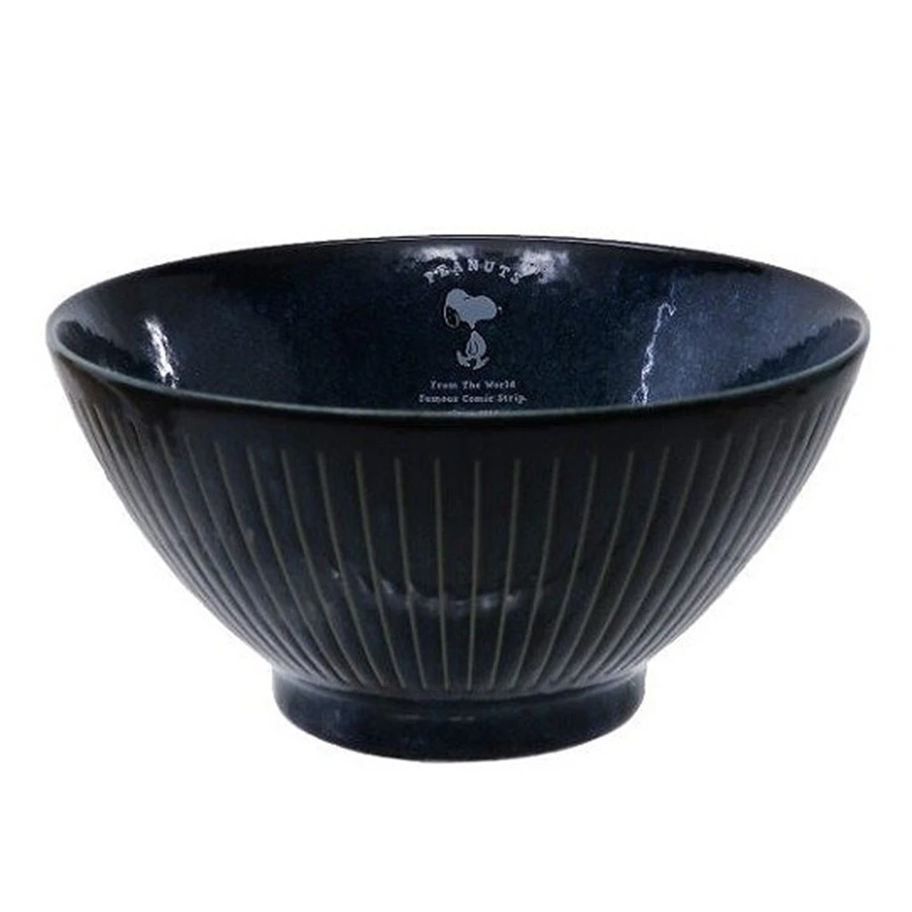 【小禮堂】史努比 日製陶瓷碗公《深藍.走路》丼飯碗.湯碗.金正陶器