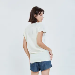 【5th STREET】女異素材拼接短袖T恤-淺卡其