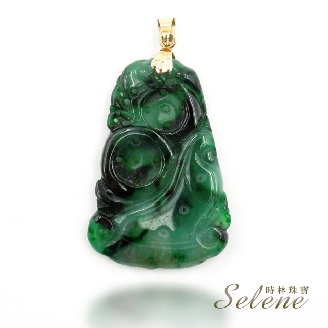 Selene 冰種花青帶陽綠翡翠墜 A貨翡翠附鑑定書 Momo購物網