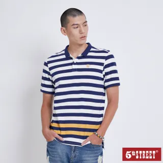 【5th STREET】男配色條短袖POLO衫-土耳其藍
